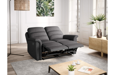 Canapé de Relaxation 2 places en Tissu Gris LÉON