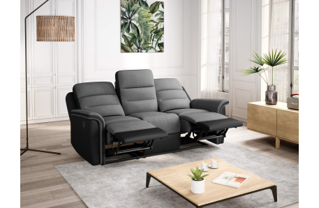 Canapé de Relaxation 3 places en Microfibre / Simili LÉON