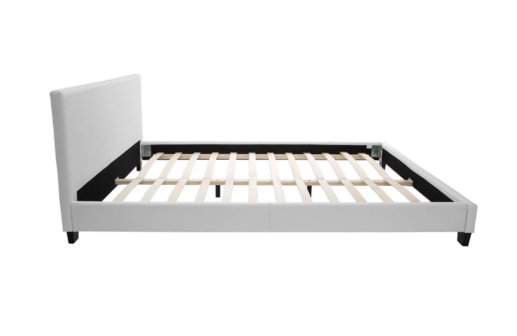 Cadre de lit YOKO avec éclairage LED, tête de lit et sommier à lattes en simili