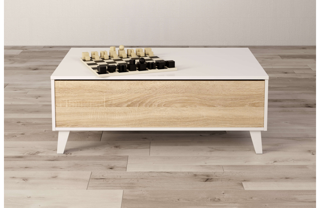 Table basse ABBY avec panneau central relevable L100cm x P68cm