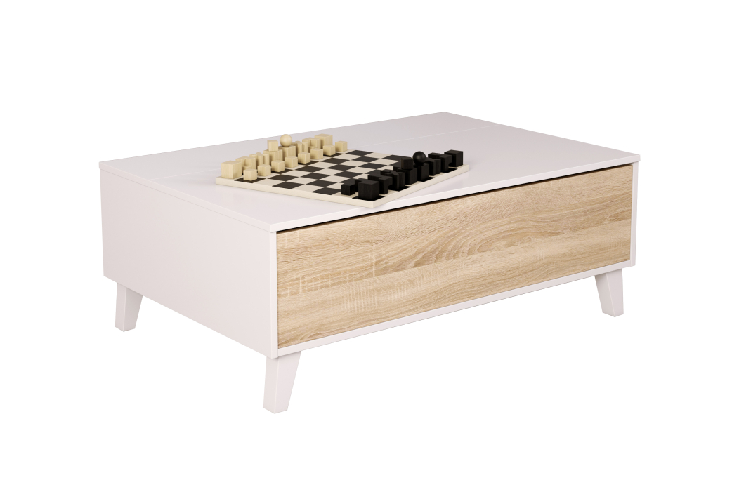 Table basse ABBY avec panneau central relevable L100cm x P68cm