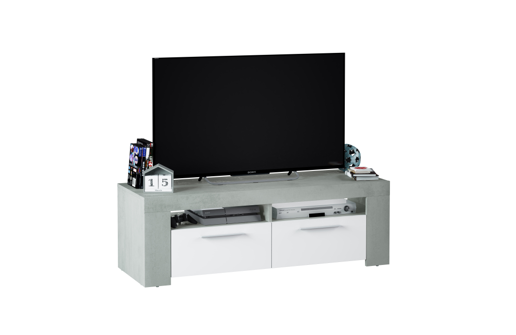 Meuble TV WENDY 2 portes et 2 niches de rangement L120cm