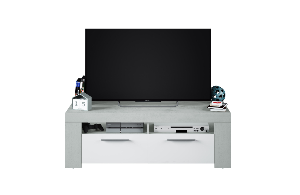 Meuble TV WENDY 2 portes et 2 niches de rangement L120cm