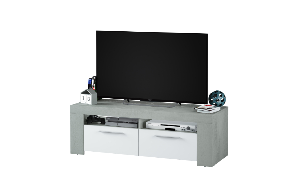 Meuble TV WENDY 2 portes et 2 niches de rangement L120cm