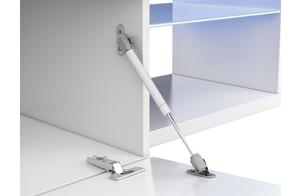 Meuble TV ETHAN à éclairage LED 1 Porte et 4 niches L150cm