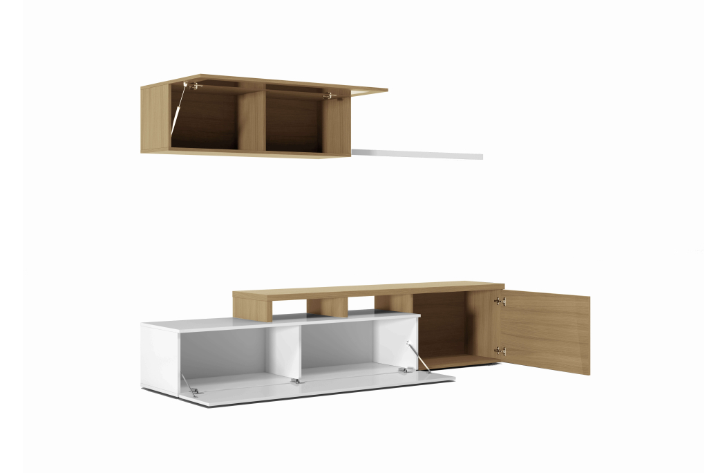 Meuble TV ESMÉ 2 portes avec étagère murale L200cm