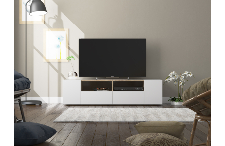 Meuble TV ALICE 4 portes et 2 niches de rangement L138cm