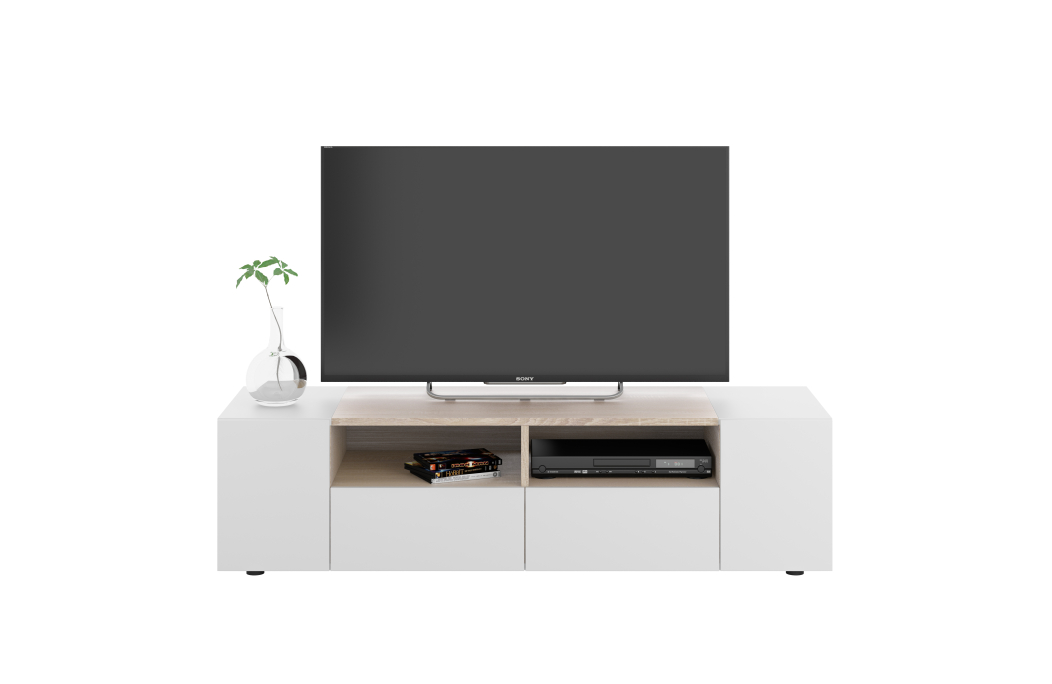 Meuble TV ALICE 4 portes et 2 niches de rangement L138cm