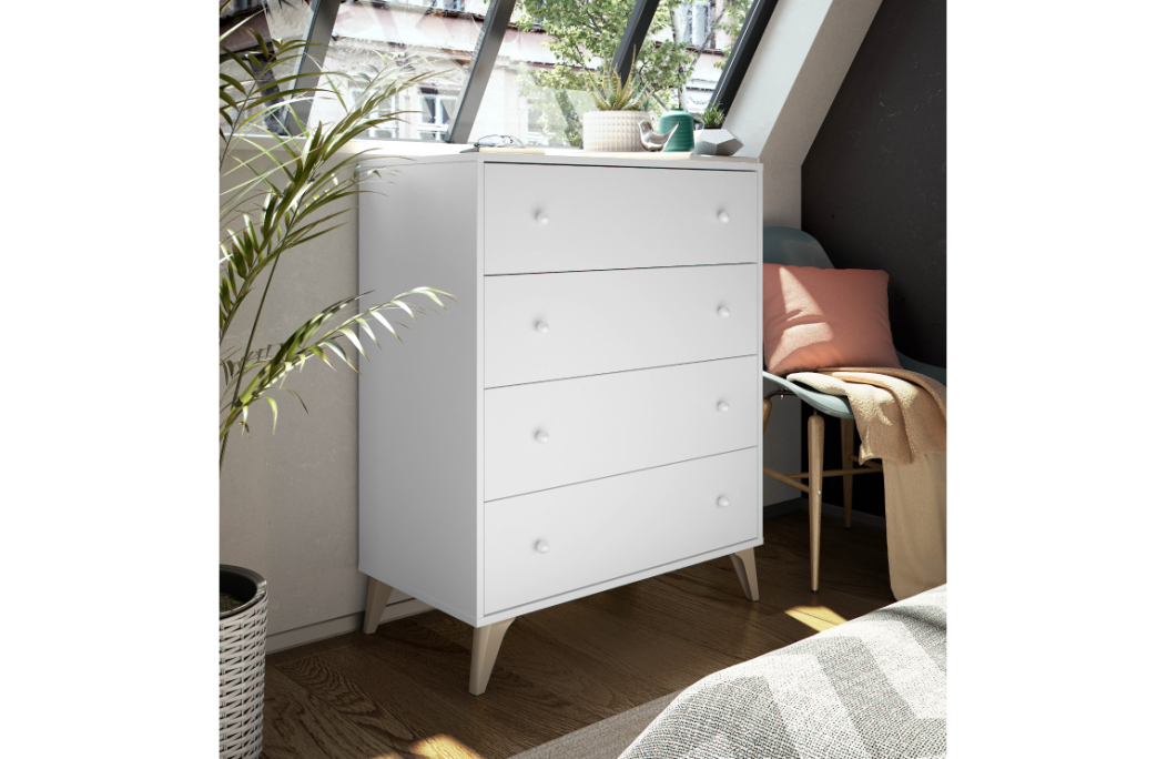 Commode scandinave ZORA 4 tiroirs L77,5cm X P40cm x H95cm