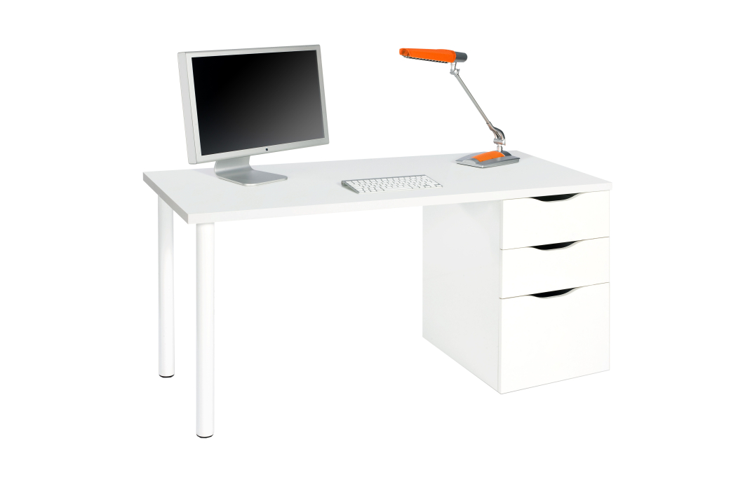 Bureau RUDY réversible avec caisson, 2 tiroirs et 1 porte L138 cm x P60cm