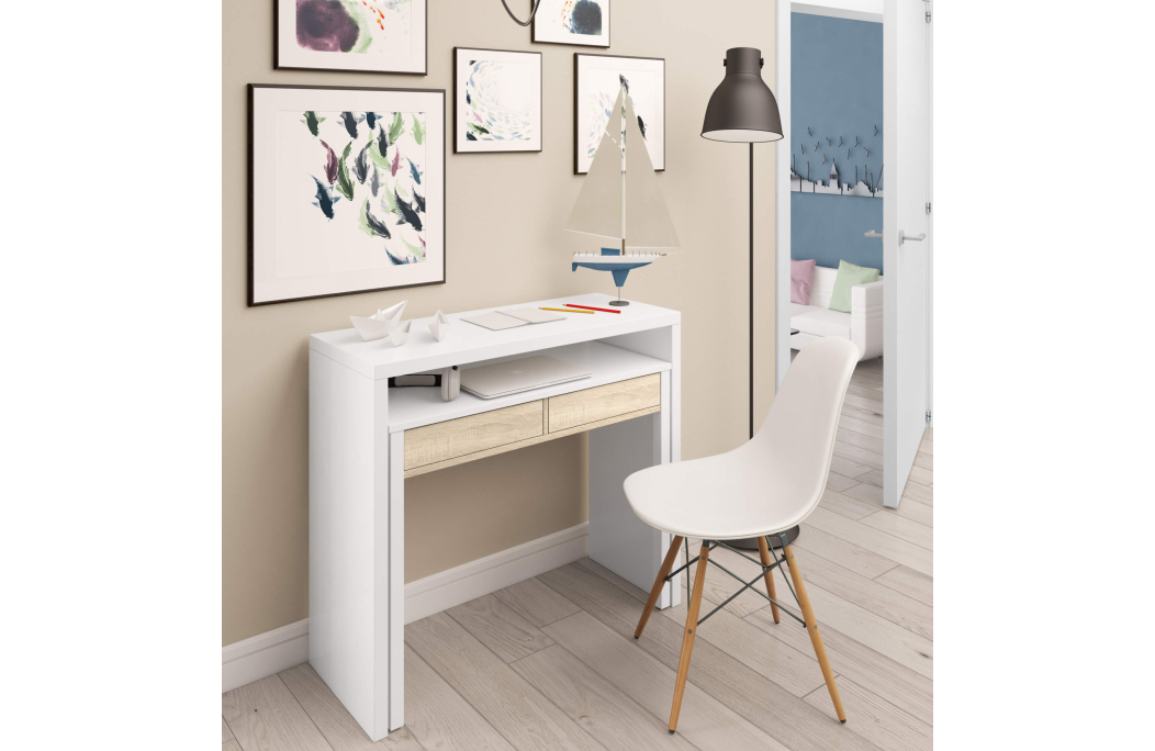 Bureau extensible CLEA 2 tiroirs L99cm