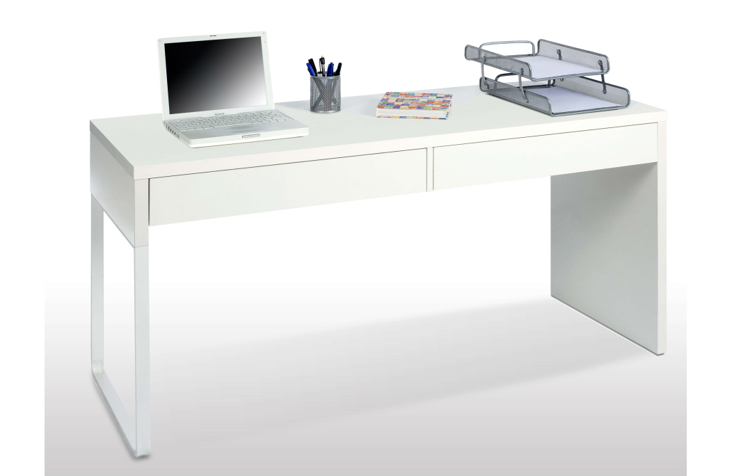 Bureau design IZIA avec piètement reversible et 2 tiroirs L138cm x P50cm