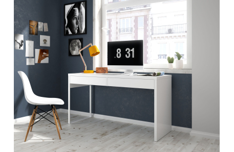 Bureau design IZIA avec piètement reversible et 2 tiroirs L138cm x P50cm