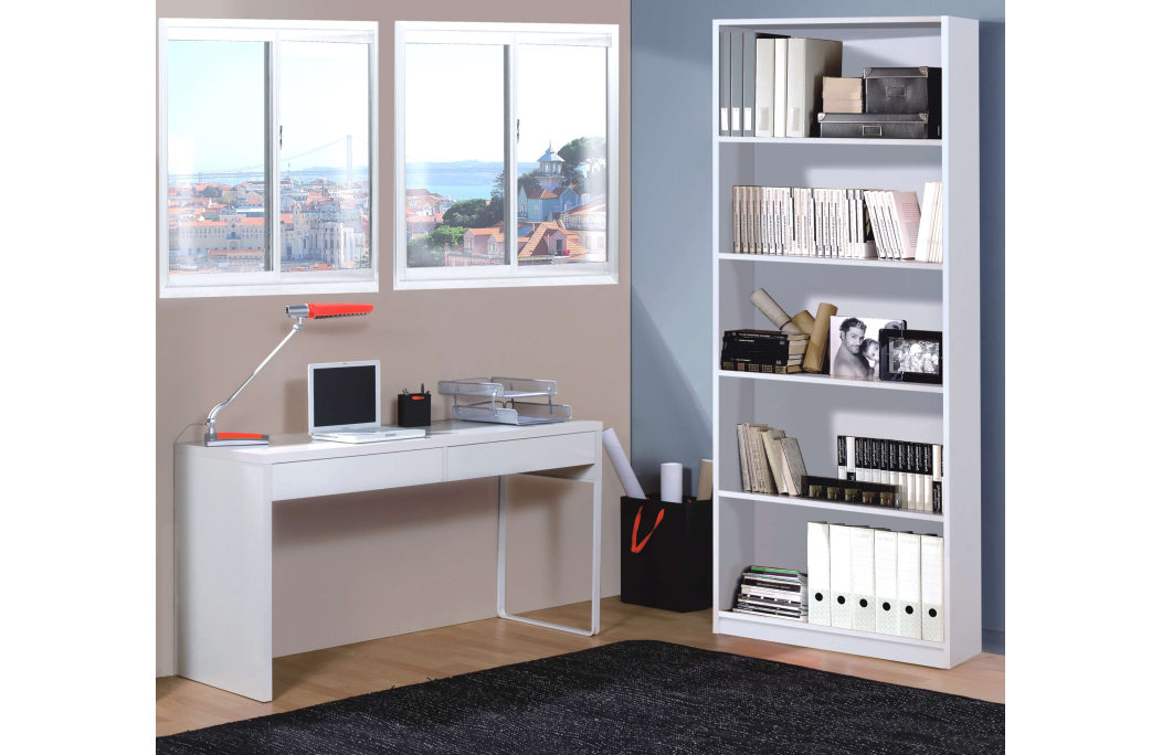 Bureau design IZIA avec piètement reversible et 2 tiroirs L138cm x P50cm