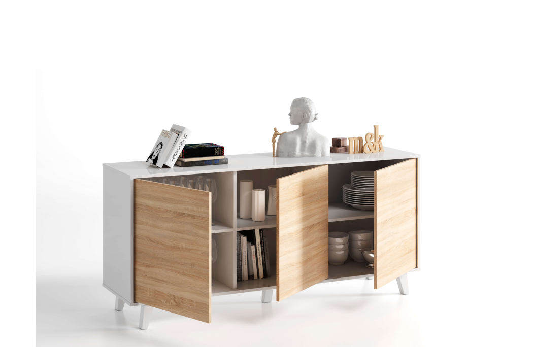Buffet scandinave ABBY 3 portes L154cm