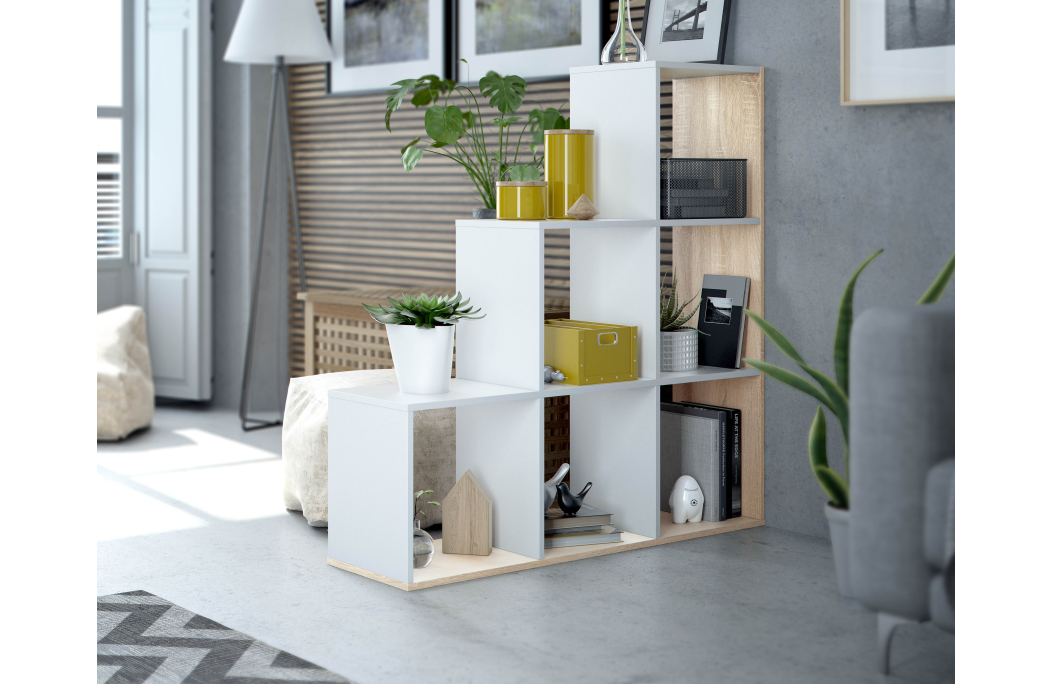 Bibliothèque escalier JADE avec 6 cubes L108cm x H110cm
