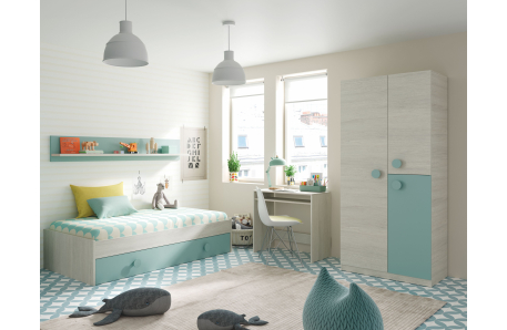 Armoire enfant CYANN 3 portes L90cm x H200cm