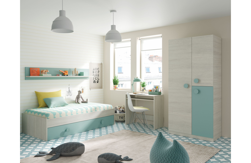 Armoire enfant CYANN 3 portes L90cm x H200cm