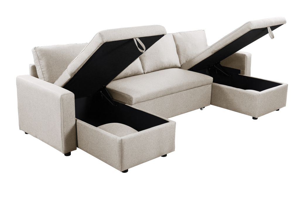 Canapé d'Angle Panoramique MARIA Convertible en tissu