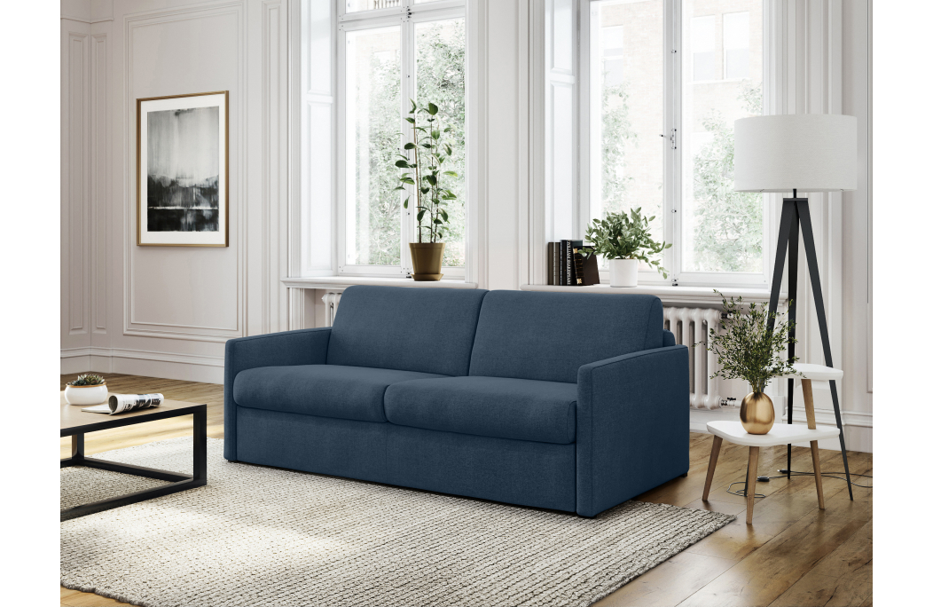 Canapé Convertible Express 3 places AGATHE en Tissu - Matelas 160x190x13 cm