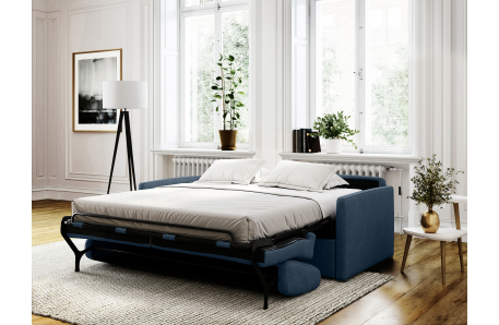 Canapé Convertible Express 3 places AGATHE en Tissu - Matelas 160x190x13 cm