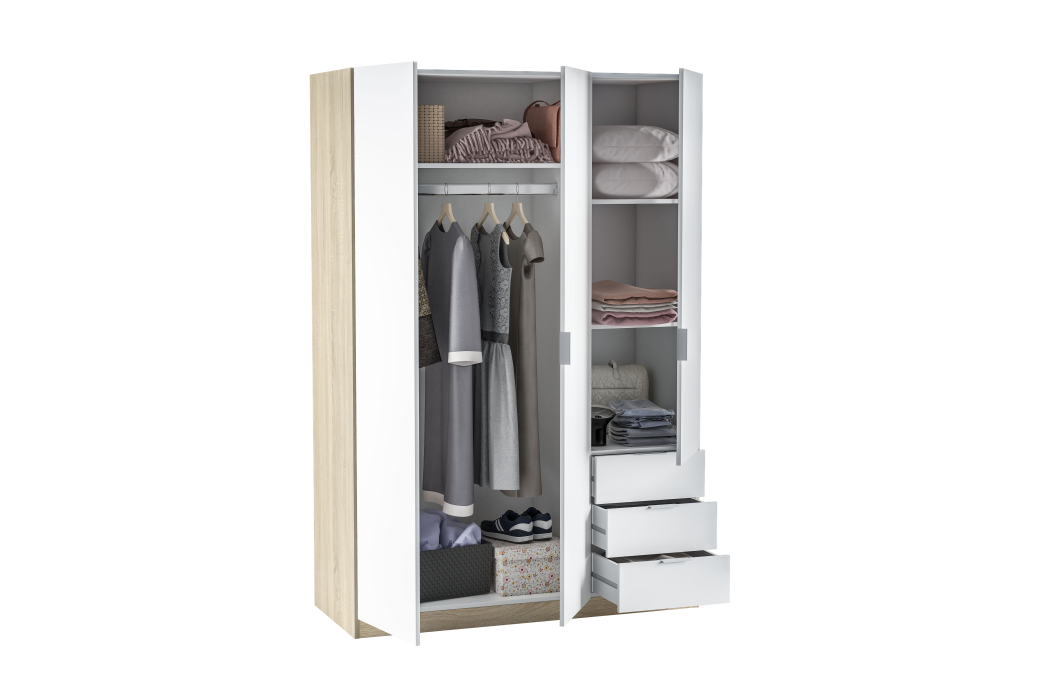 Armoire NINA 3 portes et 3 tiroirs L121 x H180 cm