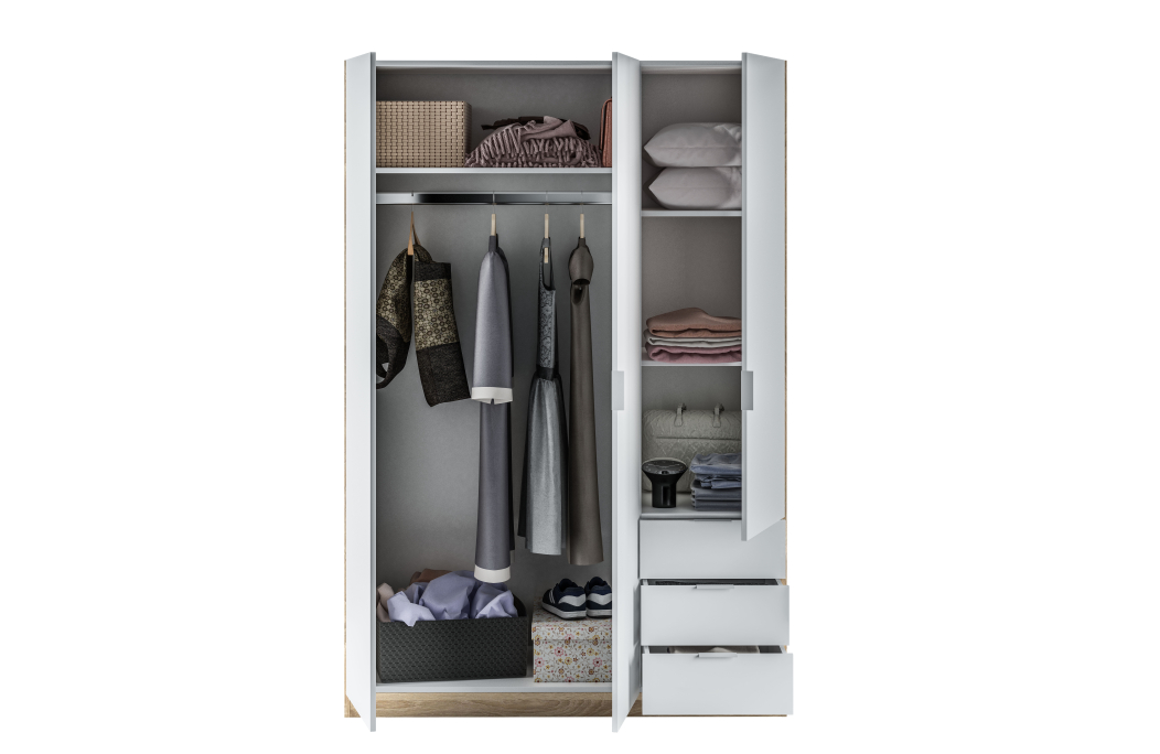 Armoire NINA 3 portes et 3 tiroirs L121 x H180 cm