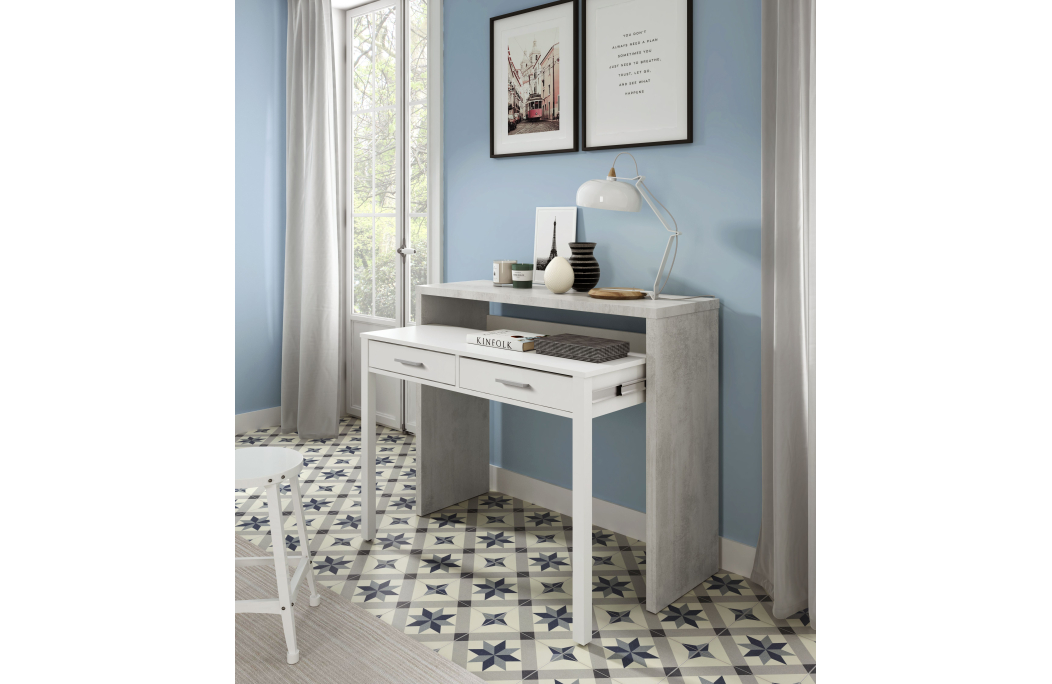 Bureau extensible CLEA 2 tiroirs L99cm