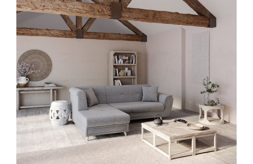 Canapé d'angle FLAVIE convertible en tissu