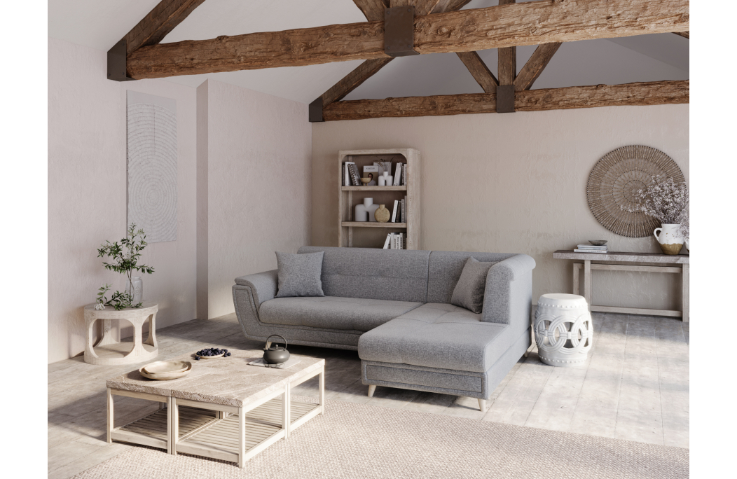 Canapé d'angle FLAVIE convertible en tissu