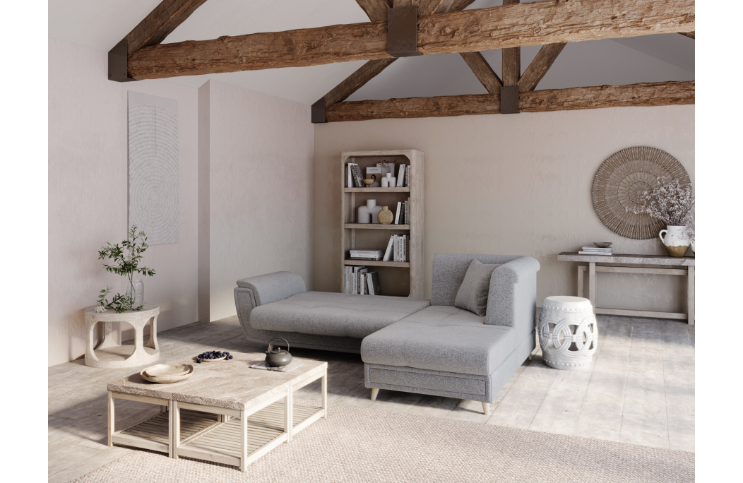 Canapé d'angle FLAVIE convertible en tissu