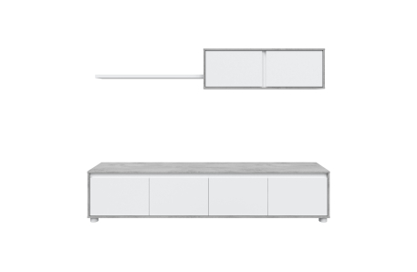 Meuble TV ADAN 4 portes avec étagère murale 2 portes L200cm