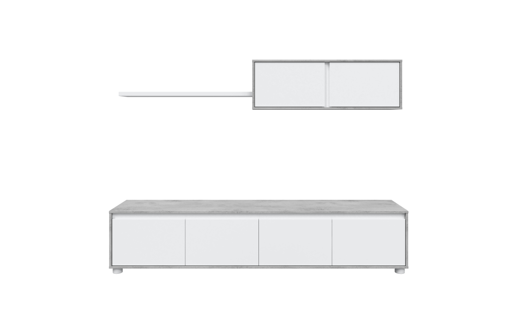 Meuble TV ADAN 4 portes avec étagère murale 2 portes L200cm