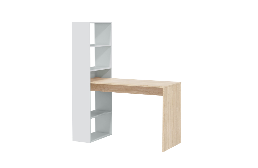 Bureau ADELE avec étagère de rangement réversible intégrée L120cm X P53cm X H144cm