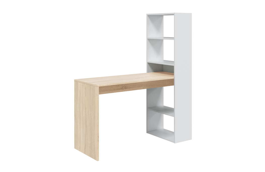 Bureau ADELE avec étagère de rangement réversible intégrée L120cm X P53cm X H144cm