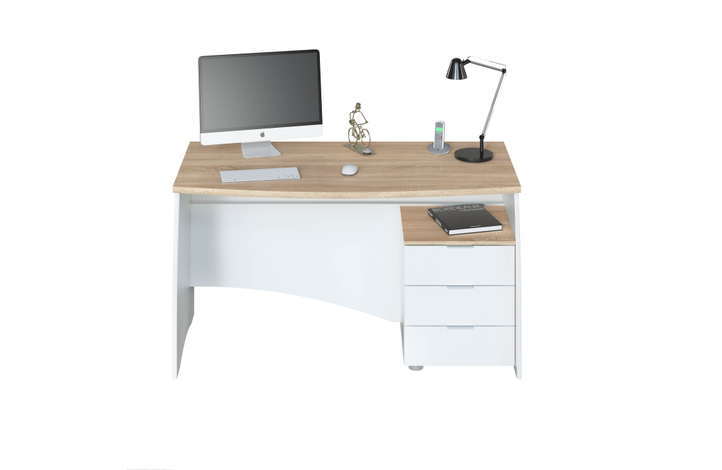Bureau ROY avec caisson de 3 tiroirs L136cm