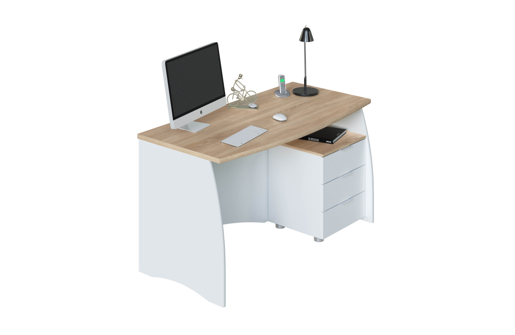 Bureau ROY avec caisson de 3 tiroirs L136cm