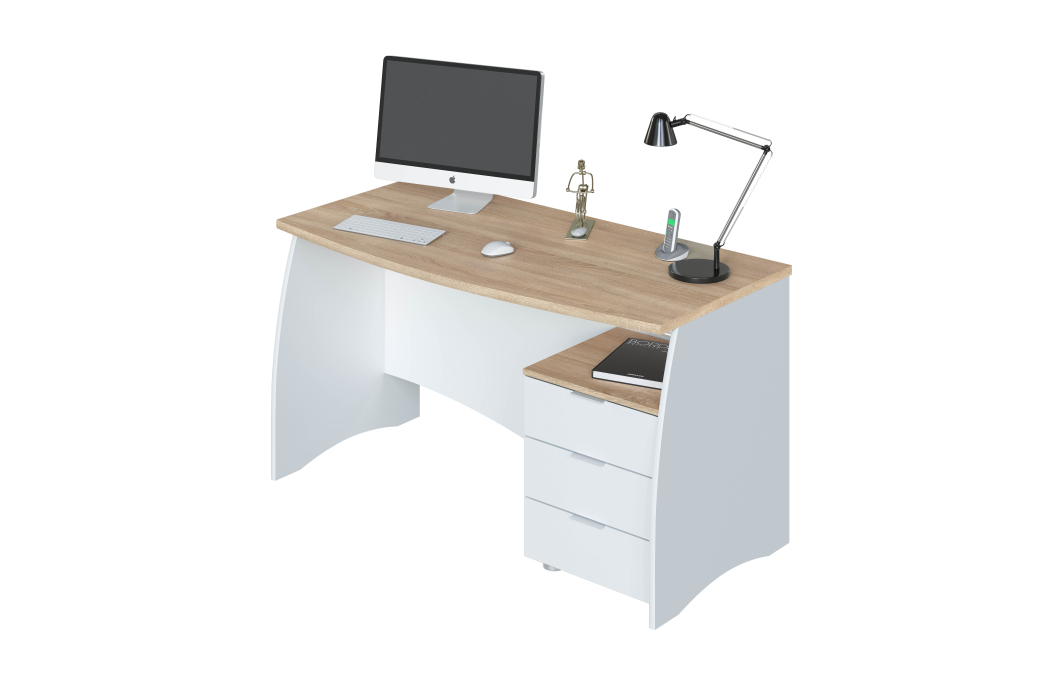 Bureau ROY avec caisson de 3 tiroirs L136cm