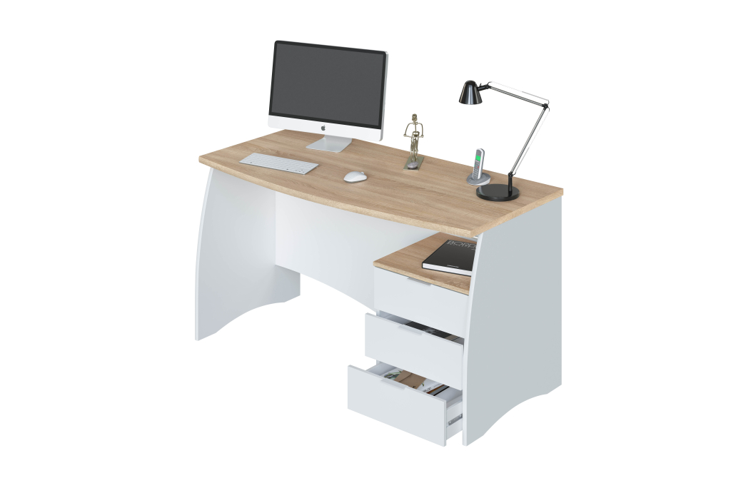 Bureau ROY avec caisson de 3 tiroirs L136cm