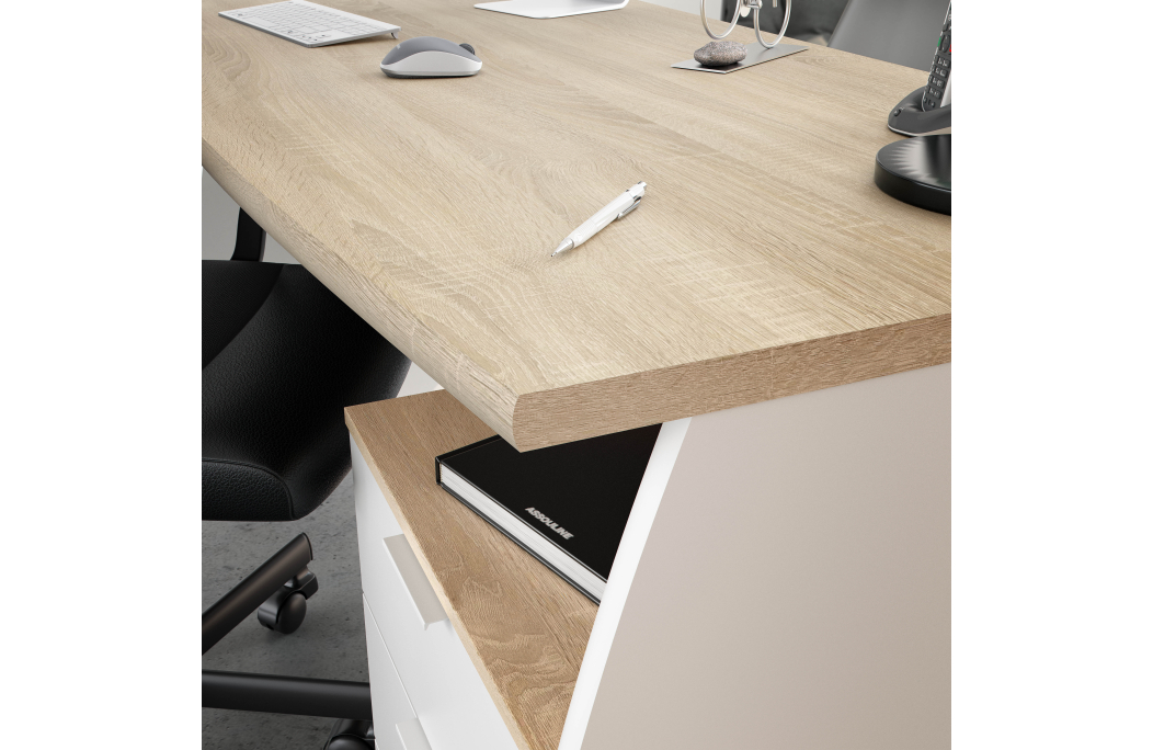 Bureau ROY avec caisson de 3 tiroirs L136cm