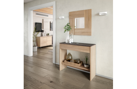 Console d'entrée ELVIE avec tiroir et miroir