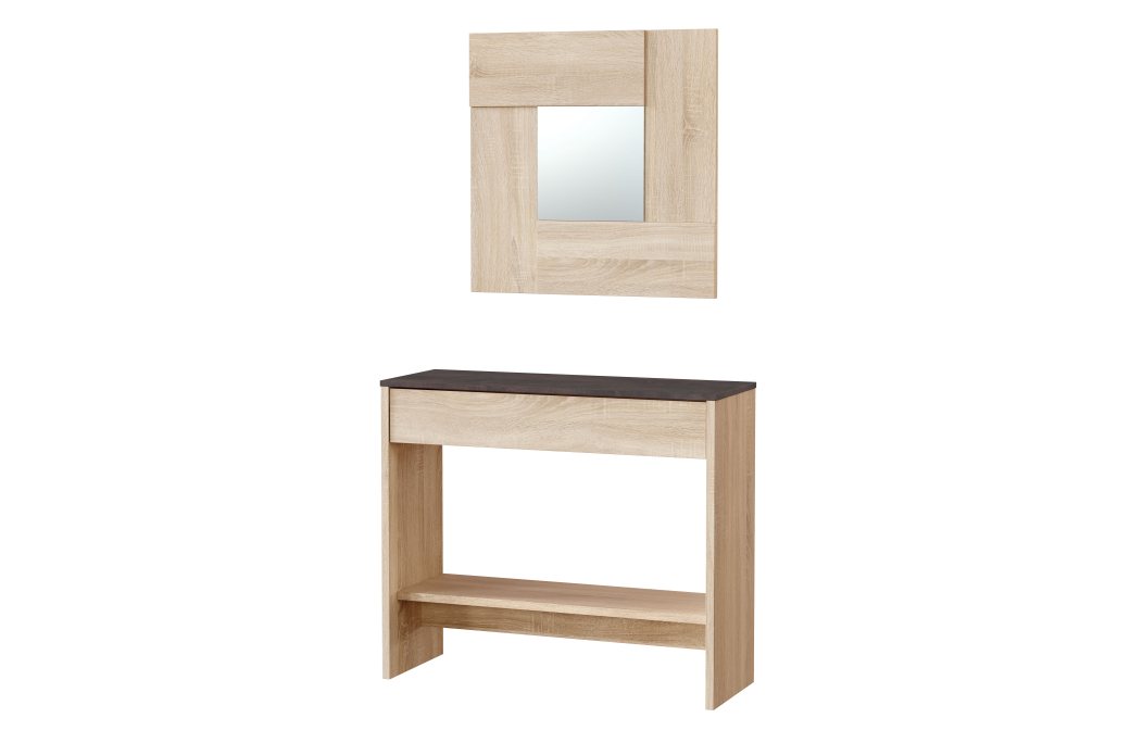 Console d'entrée ELVIE avec tiroir et miroir