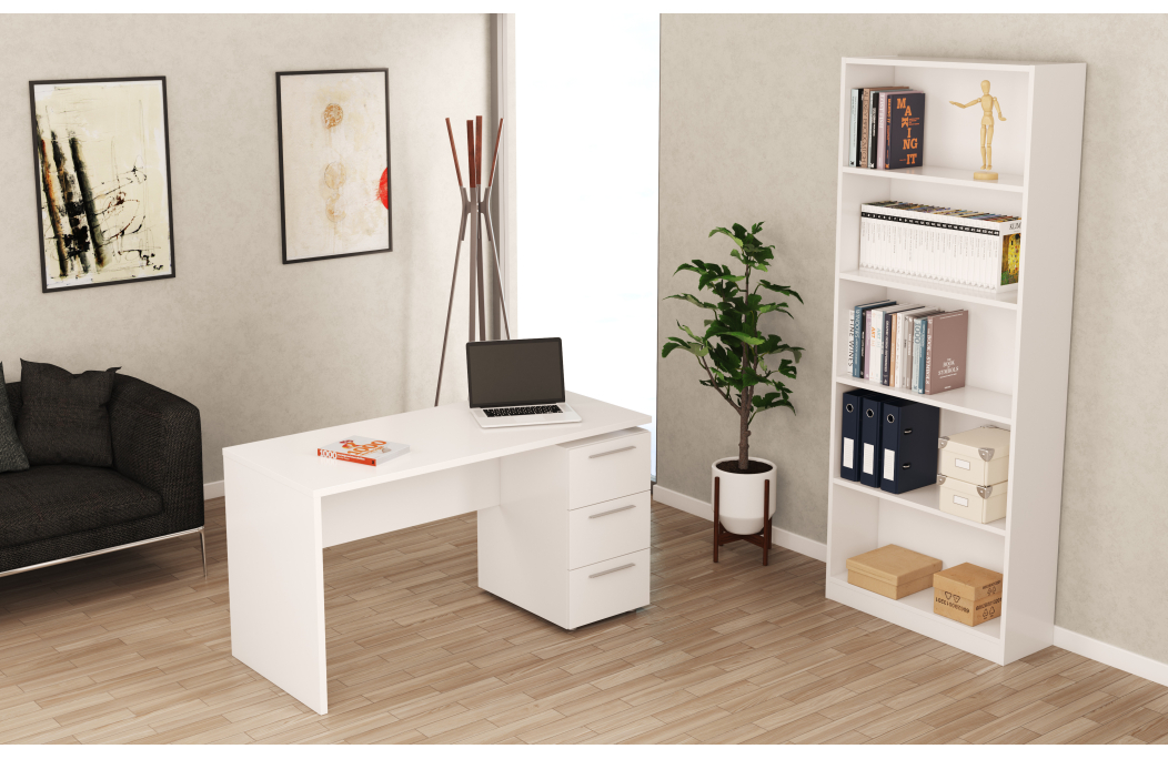 Bibliothèque EVAN avec 4 tablettes de rangement