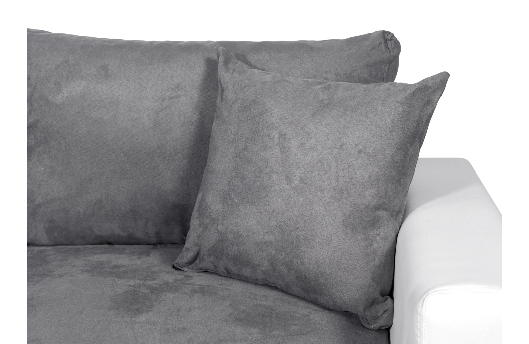 Canapé d'angle panoramique OSLO convertible avec coffres et poufs en simili et tissu
