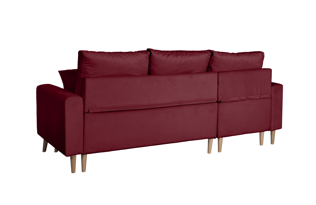 Canapé d'angle MARIA SCANDINAVE VELOURS réversible et convertible avec coffre