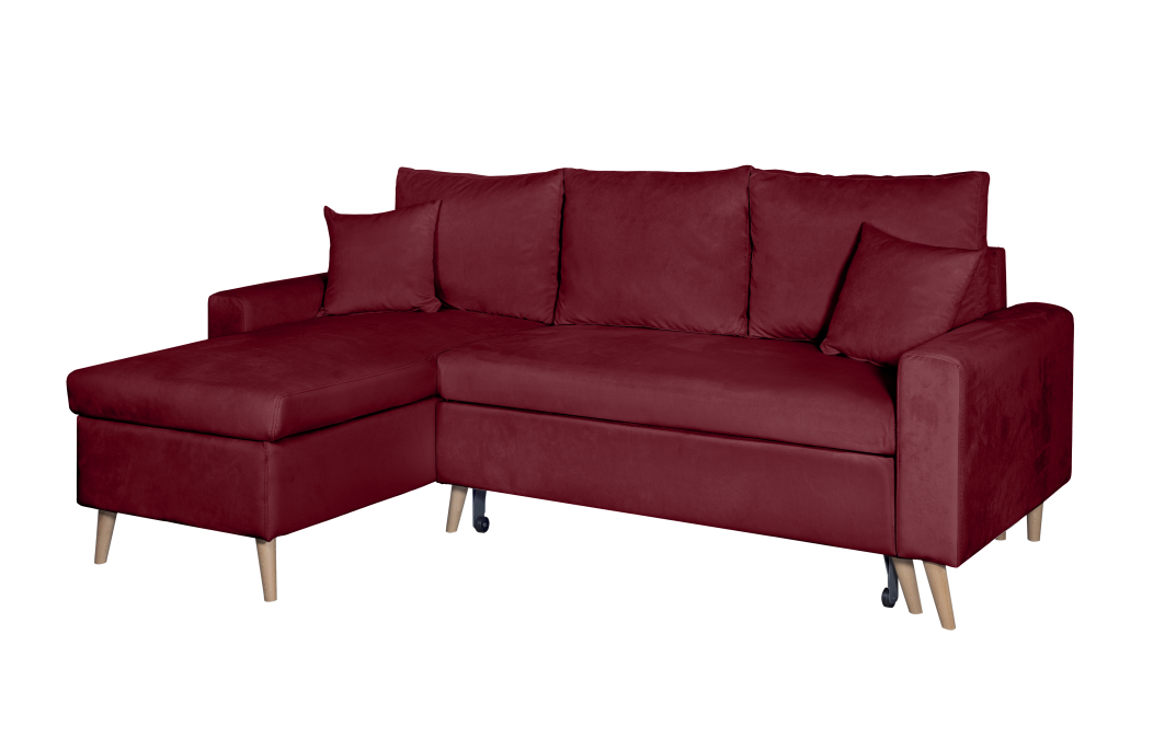 Canapé d'angle MARIA SCANDINAVE VELOURS réversible et convertible avec coffre