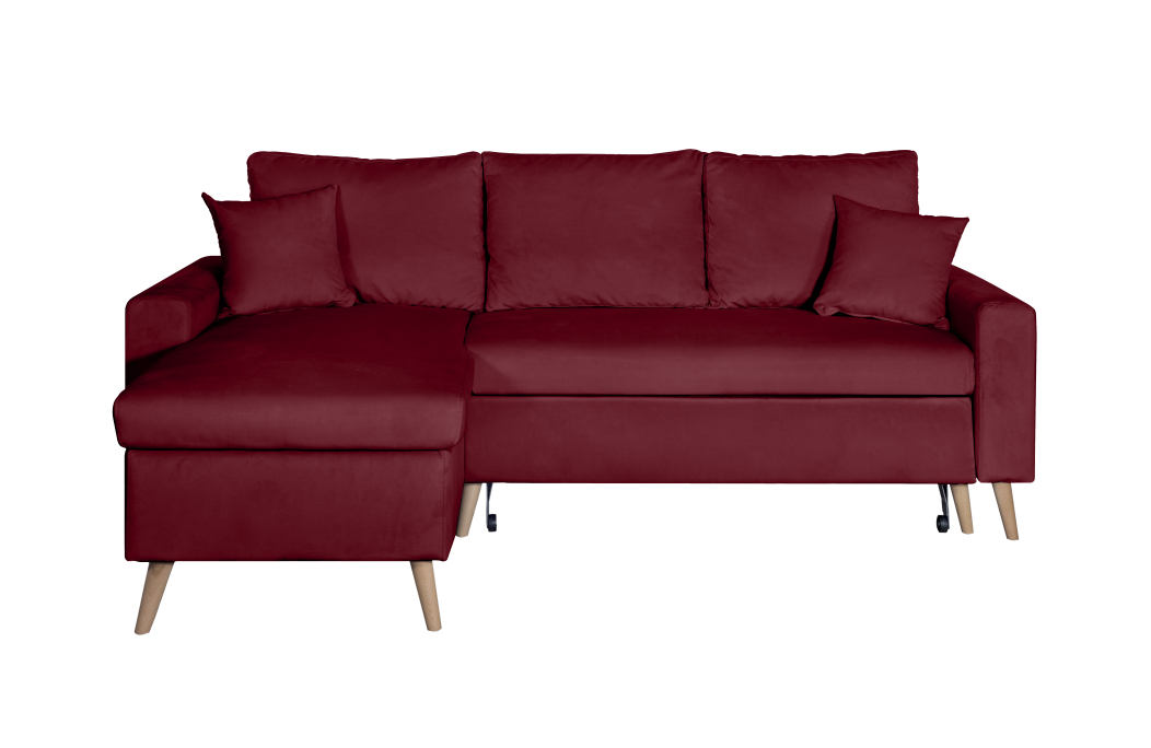 Canapé d'angle MARIA SCANDINAVE VELOURS réversible et convertible avec coffre