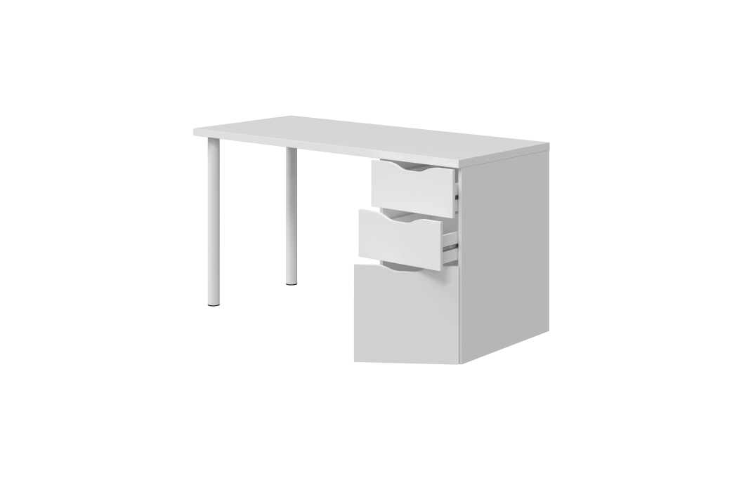 Bureau RUDY réversible avec caisson, 2 tiroirs et 1 porte L138 cm x P60cm