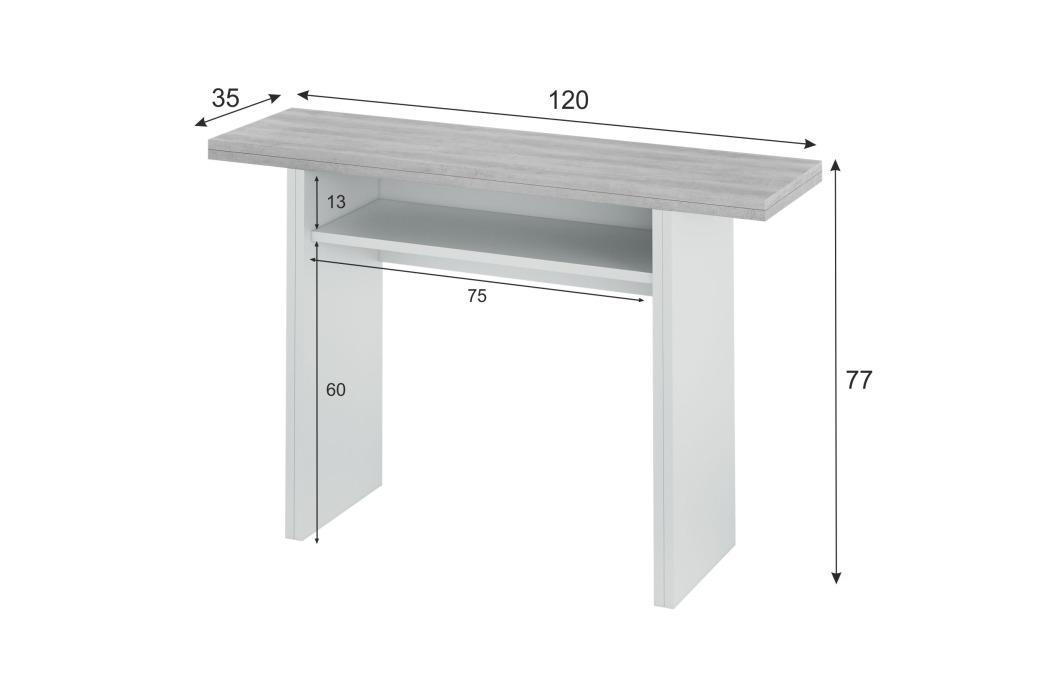 Table auxiliaire AARON extensible L120 x P35/70cm
