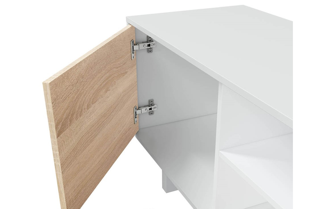 Meuble TV ABBY 2 portes, 2 niches et étagère murale L180cm